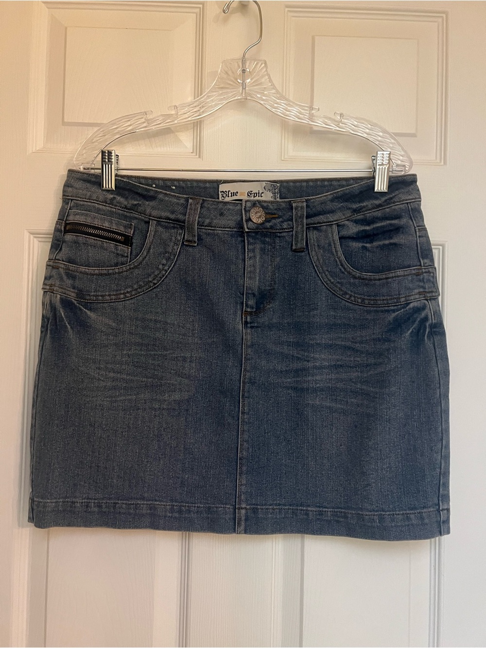 Blue Epic Women's Dark Wash Denim Midi Skirt